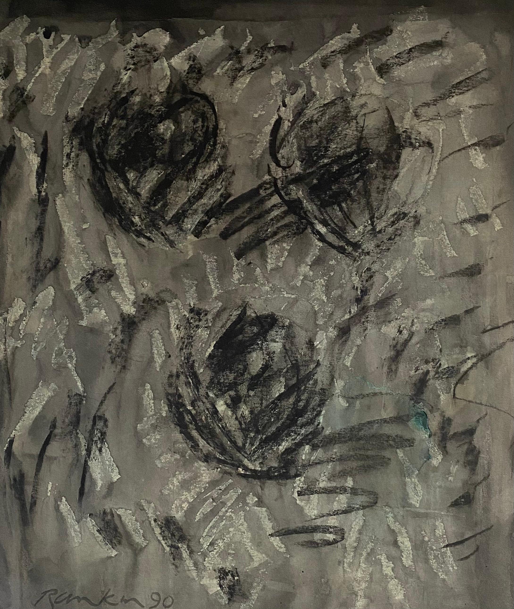 Pittura australiana espressionista astratta a guazzo su carta sagomata