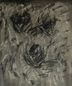 Pintura al gouache expresionista abstracta australiana Carboncillo sobre papel perfilado