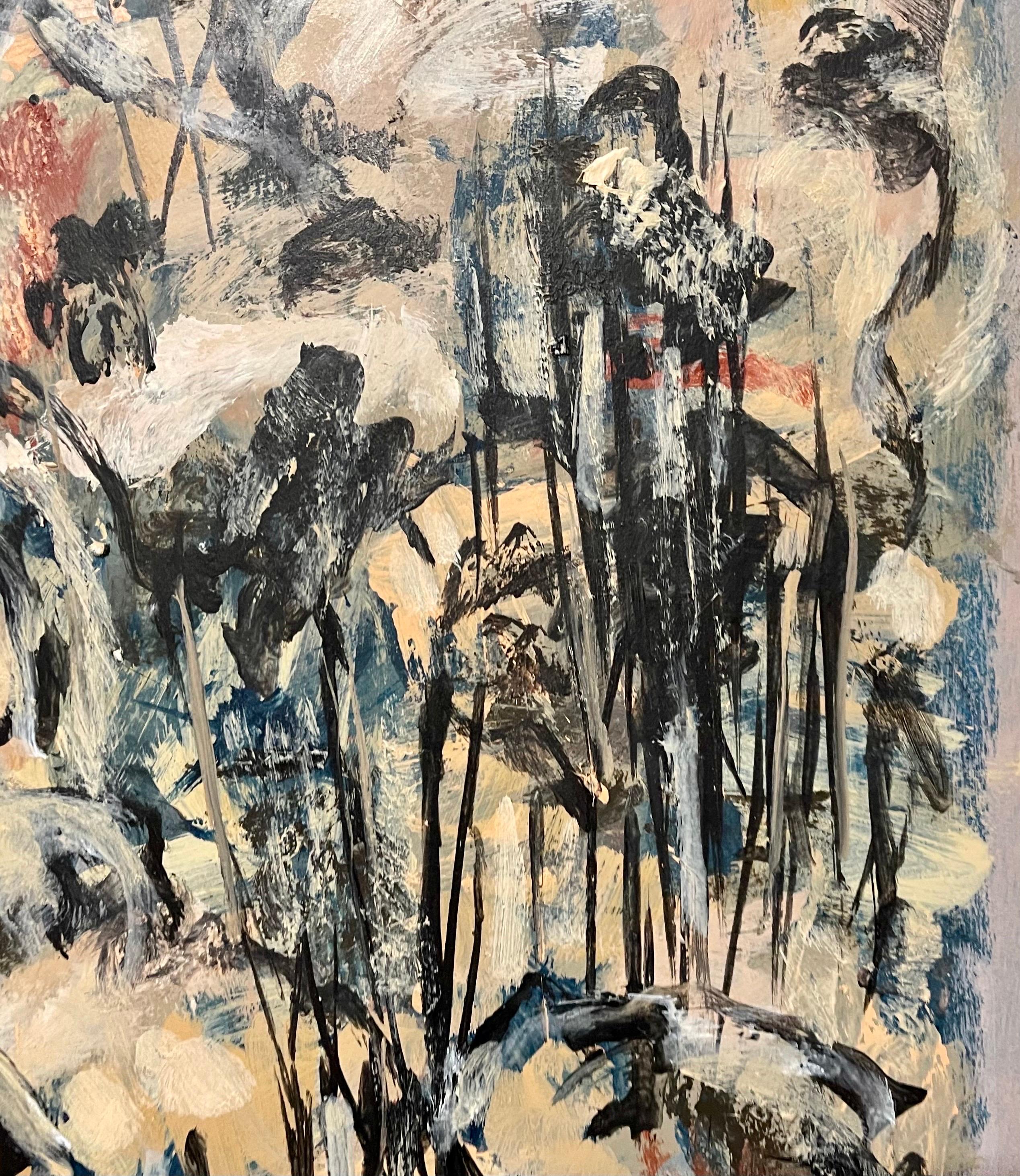 Australisches abstraktes expressionistisches Ölgemälde Rocky Hillside, D. Rankin, australisch-amerikanischer Künstler (Braun), Abstract Painting, von David Rankin