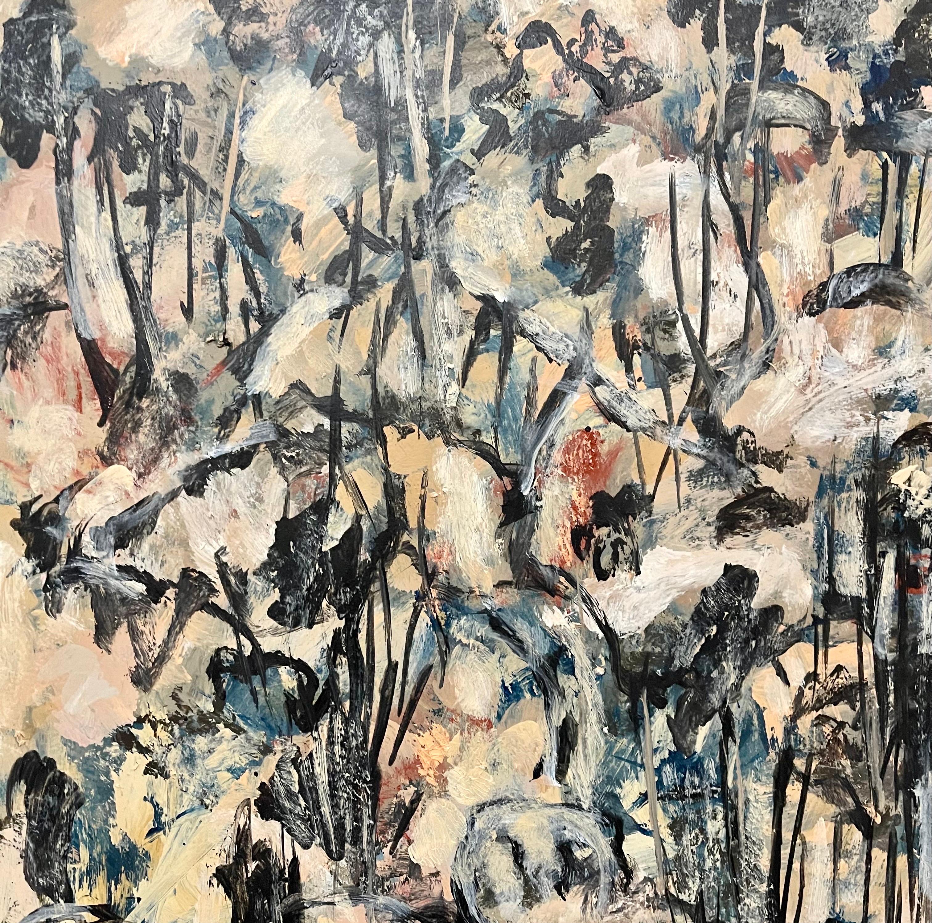 Australian American D. Rankin Abstract Expressionist Oil Painting Rocky Hillside For Sale 3