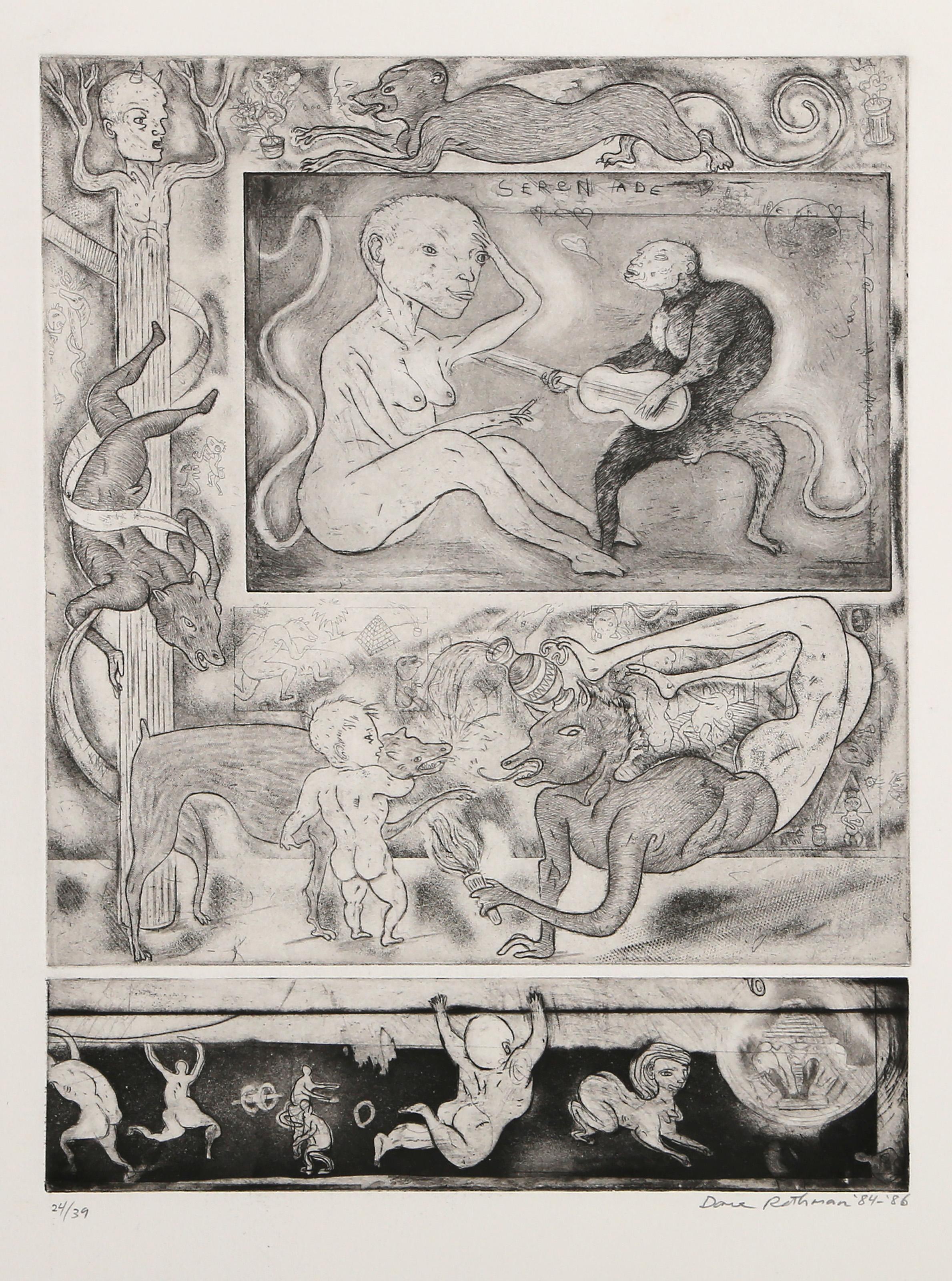 Serenade, Surrealist Etching by David Rathman