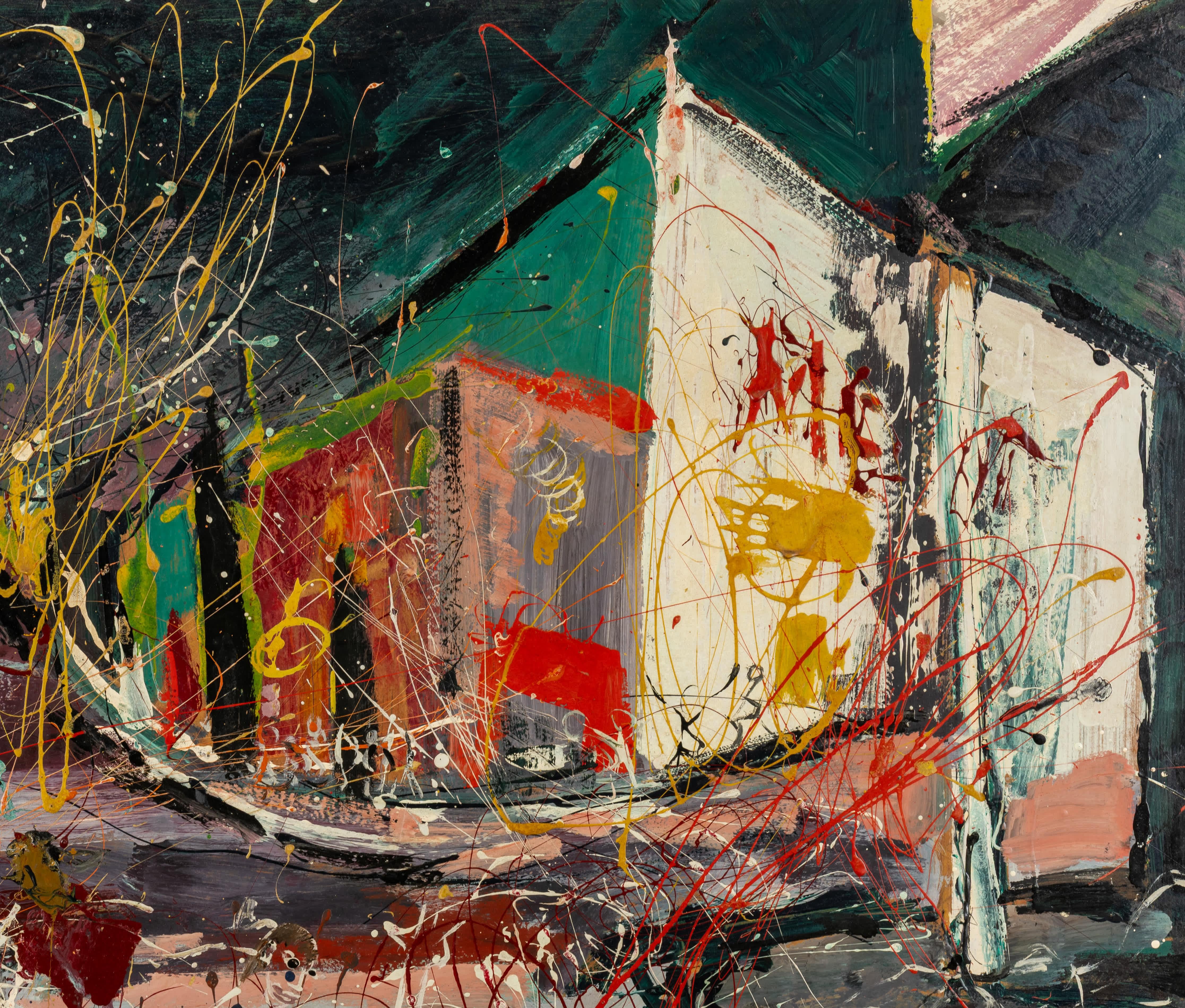 Scène urbaine moderne - Expressionnisme abstrait Painting par David Redpath Michie