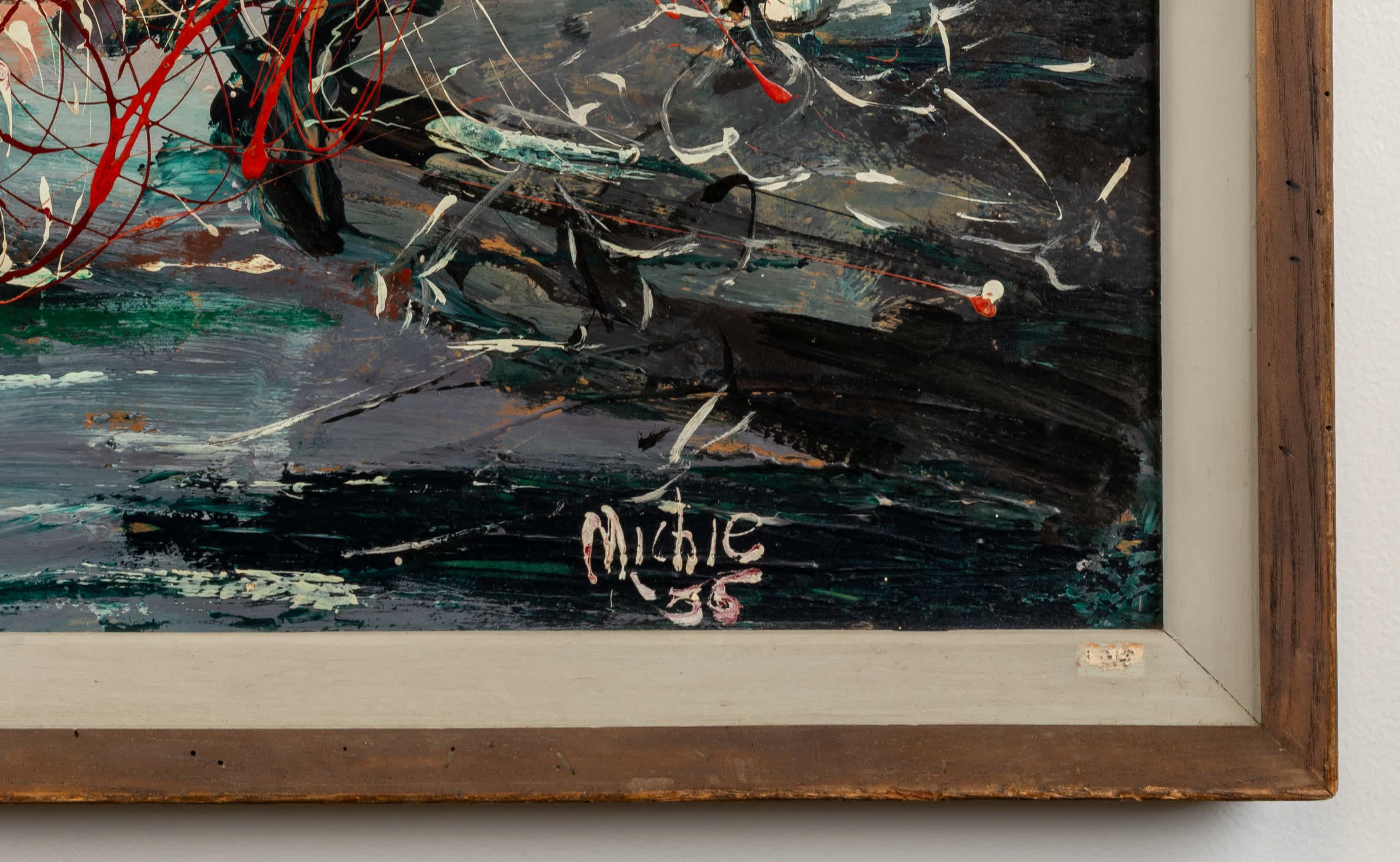 Scène urbaine moderne - Noir Abstract Painting par David Redpath Michie