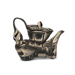 Black and White Teapot by David Regan (INV# NP2645)