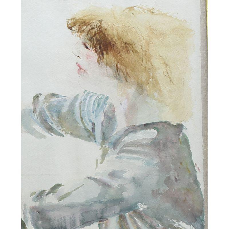 American David Remfry Watercolor Two Women Having Cake, Signed For Sale