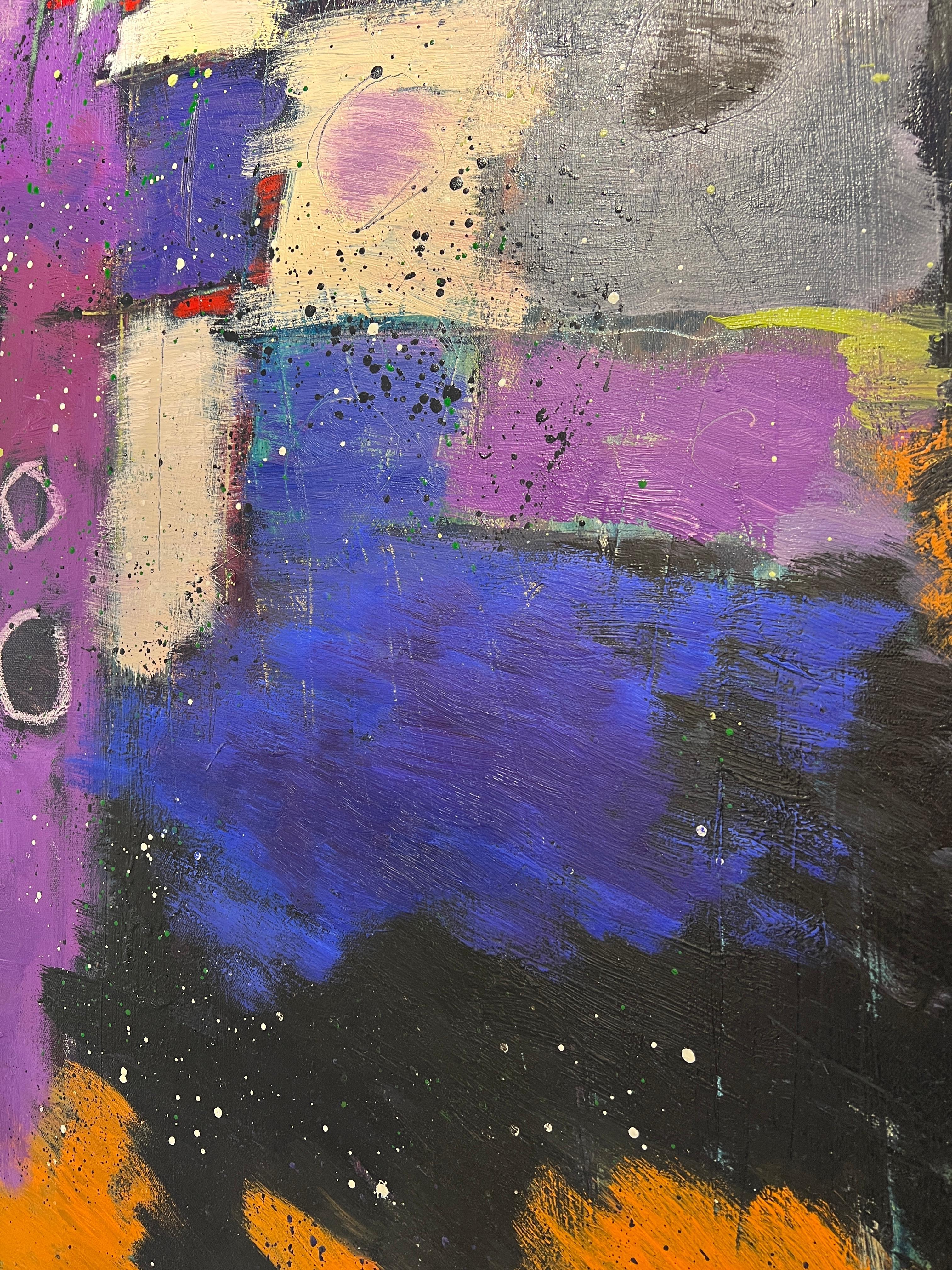 Zeitgenössisches abstraktes Ölgemälde mit lila Tönen von Argive (Abstrakt), Painting, von David Richardson