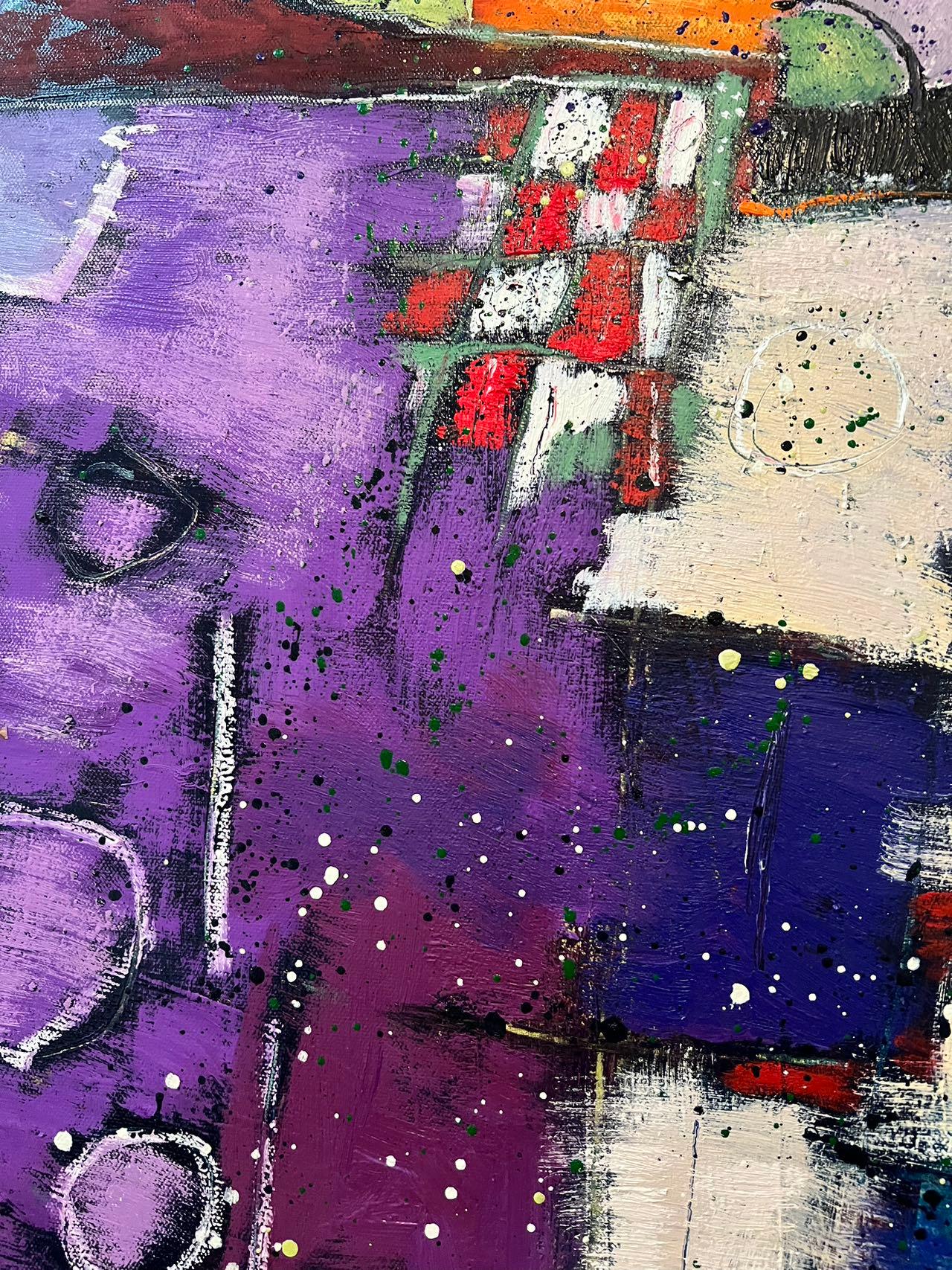 Zeitgenössisches abstraktes Ölgemälde mit lila Tönen von Argive (Schwarz), Abstract Painting, von David Richardson