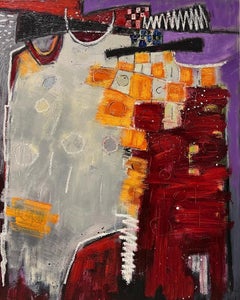 Trojan Horse No. 2: Contemporary Abstract Oil Painting Purple Orange Red