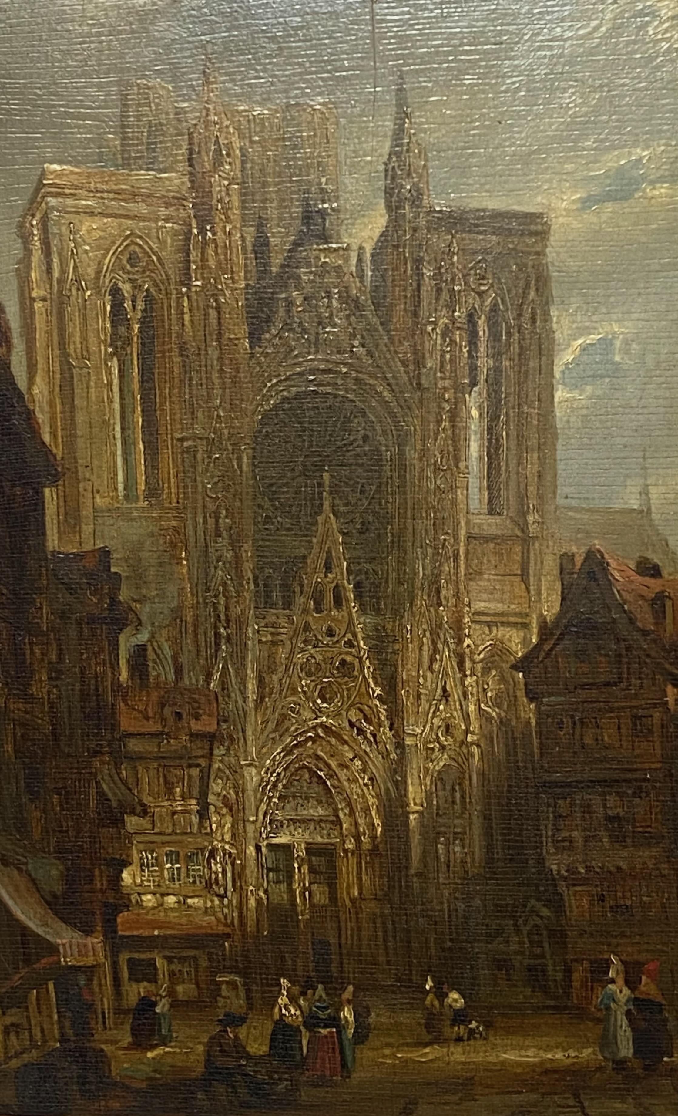 David Roberts Kathedrale Notre-Dame d' Amiens Gemälde, Mitte 19. (Handbemalt) im Angebot