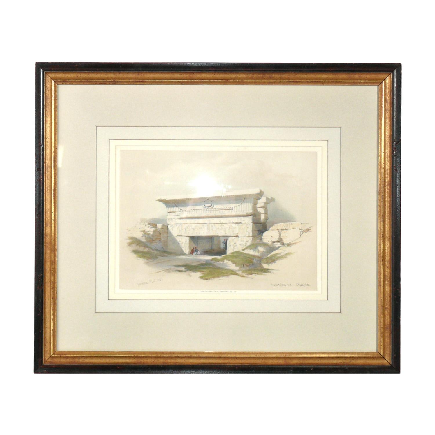 Glass David Roberts Egypt Lithographs Hand Colored  For Sale