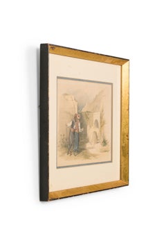 David Roberts English Georgian Painting of 2 Male Soldiers