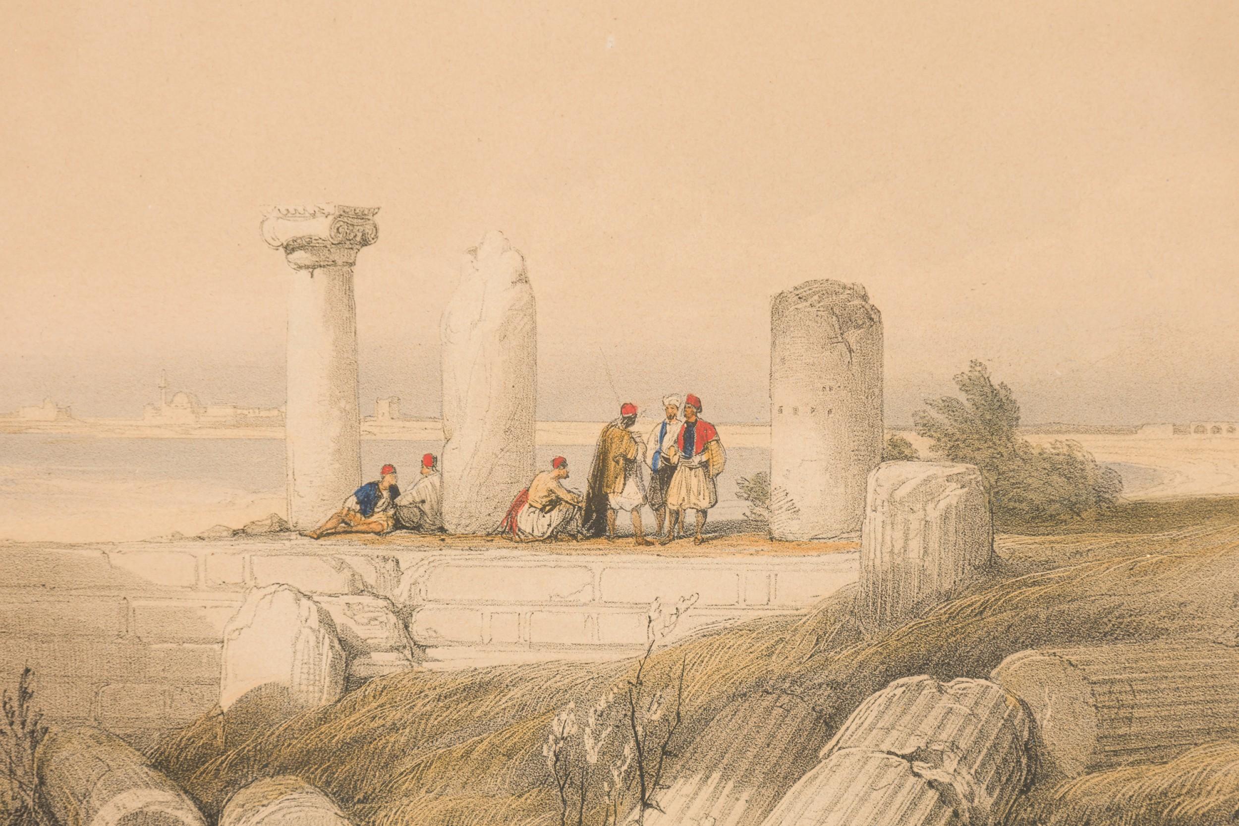 Gilt David Roberts English Georgian Painting of a Group of People Near Pillars For Sale
