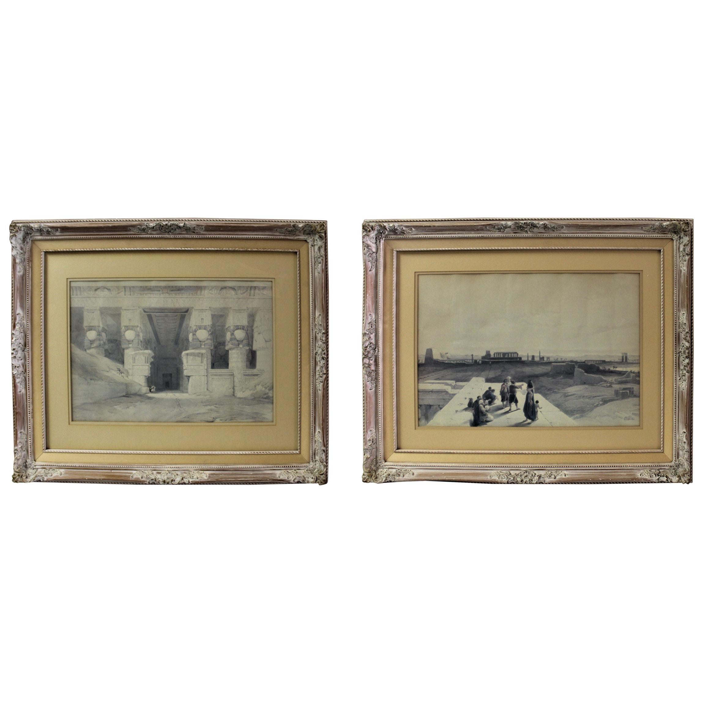 David Roberts von der RA in England, montierte Lithographien aus Ägypten, Paar im Angebot
