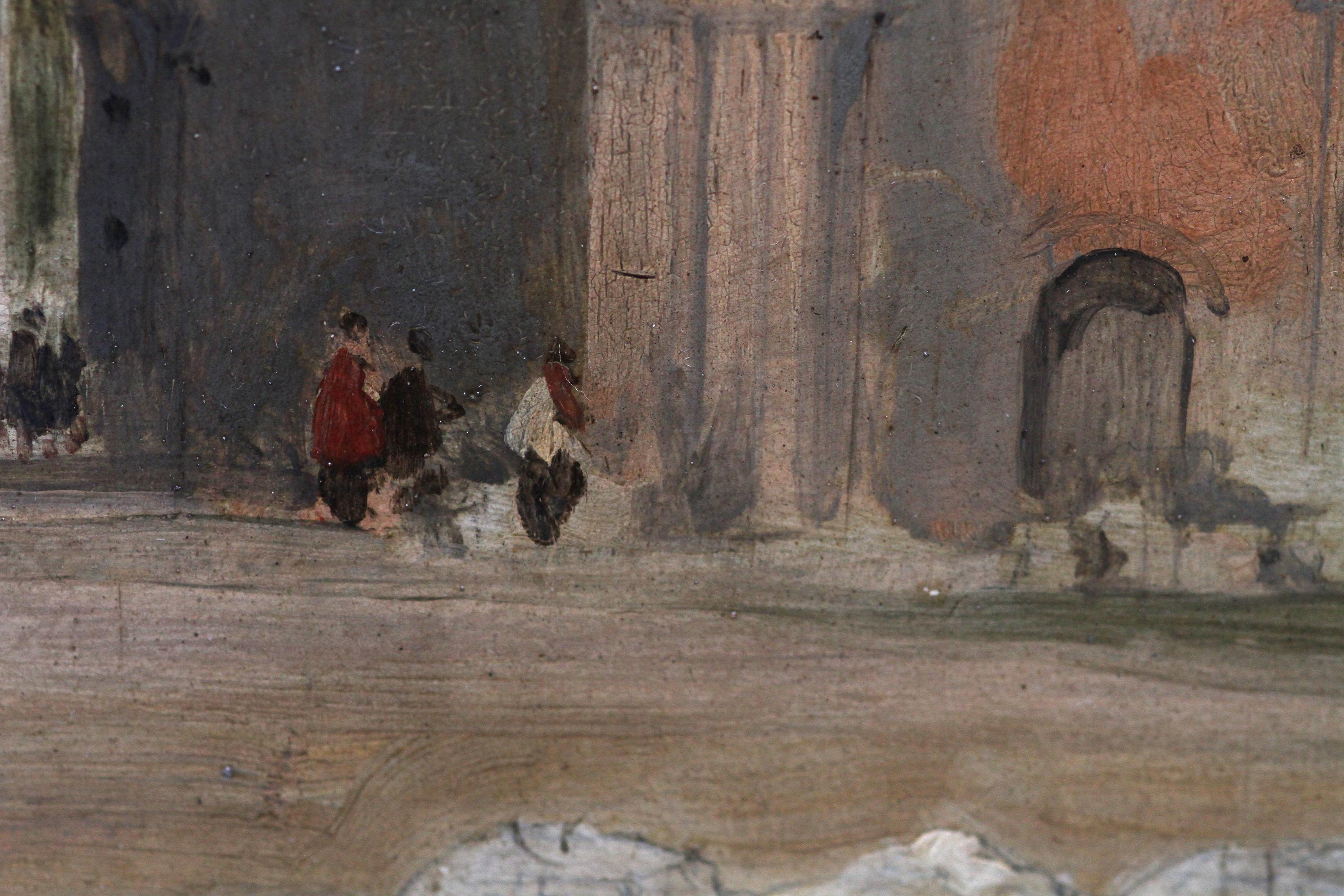 Rues de cathédrales d'Elgin - Peinture à l'huile d'un paysage architectural écossais du 19e siècle en vente 3