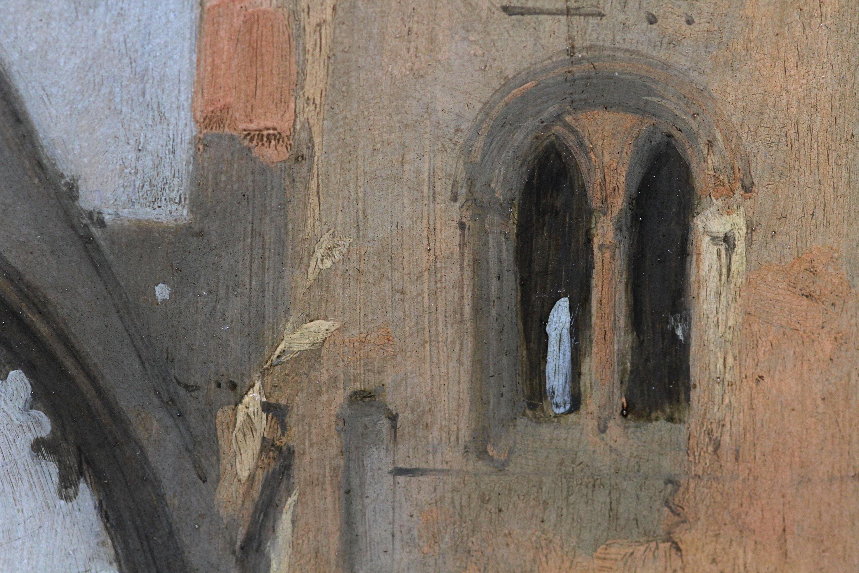 Rues de cathédrales d'Elgin - Peinture à l'huile d'un paysage architectural écossais du 19e siècle en vente 4