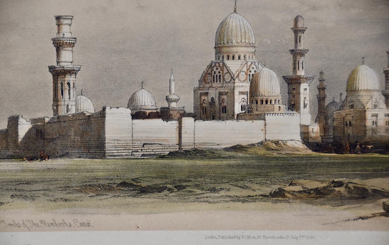View of Cairo, Egypt: A 19th C. Framed Hand-colored Lithograph by David Roberts For Sale 2