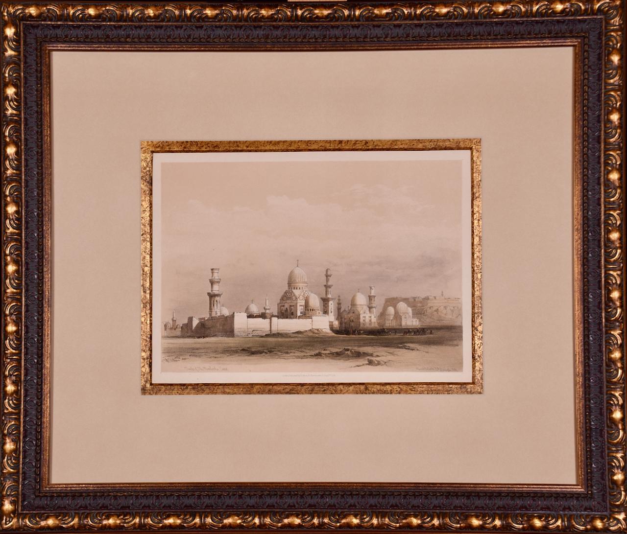 View of Cairo, Egypt: A 19th C. Framed Hand-colored Lithograph by David Roberts
