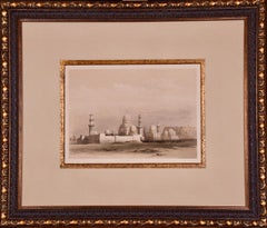 Vista del Cairo, Egitto: Una litografia colorata a mano di David Roberts del XIX secolo con cornice
