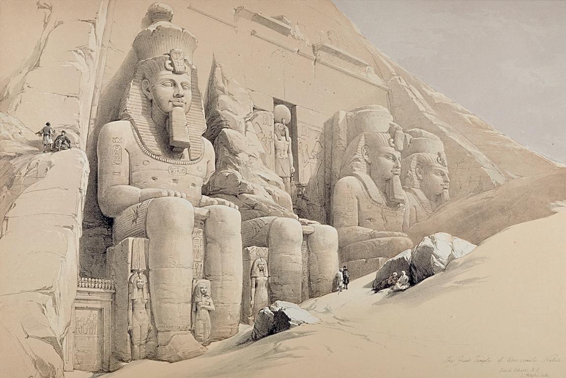 Abu Simbel Temple to Ramesses II in Egypt: A 19th C. Lithograph by David Roberts For Sale 1