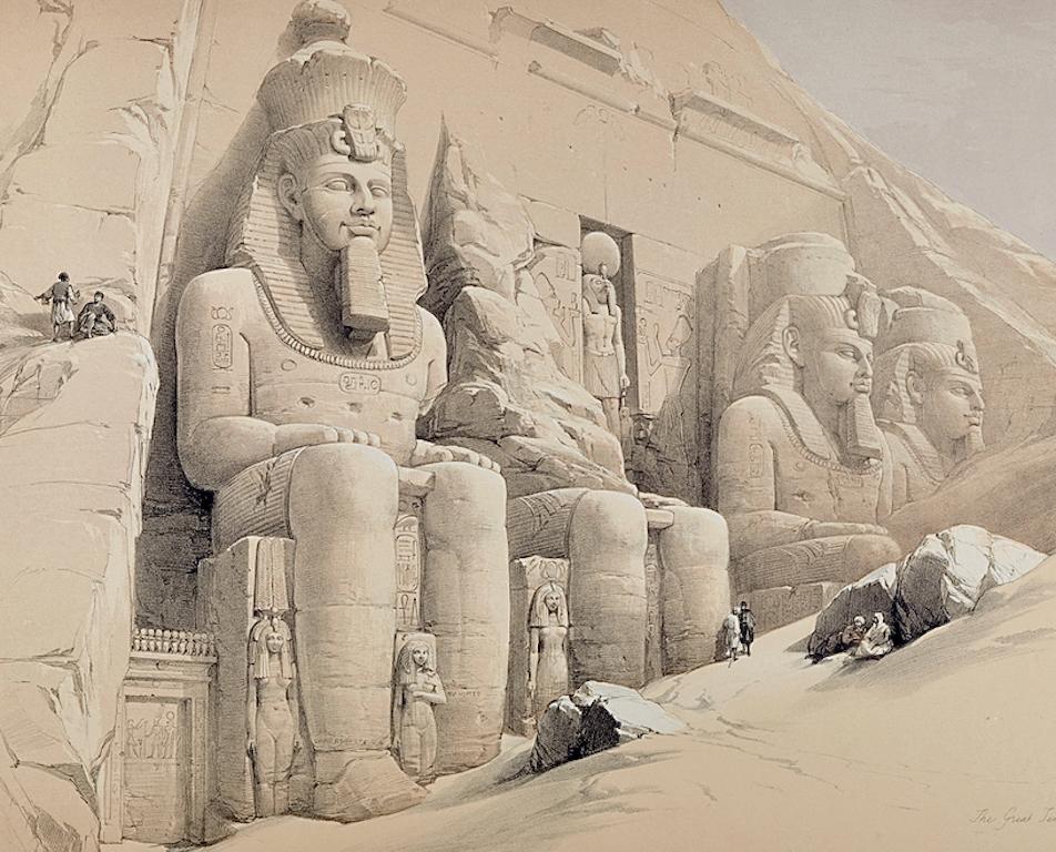Abu Simbel Temple to Ramesses II in Egypt: A 19th C. Lithograph by David Roberts For Sale 2