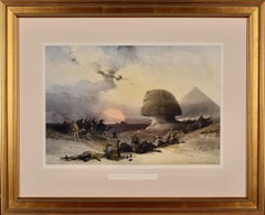 Approach of the Simoon, Desert of Gizeh: 19th C. Hand-colored Roberts Lithograph
