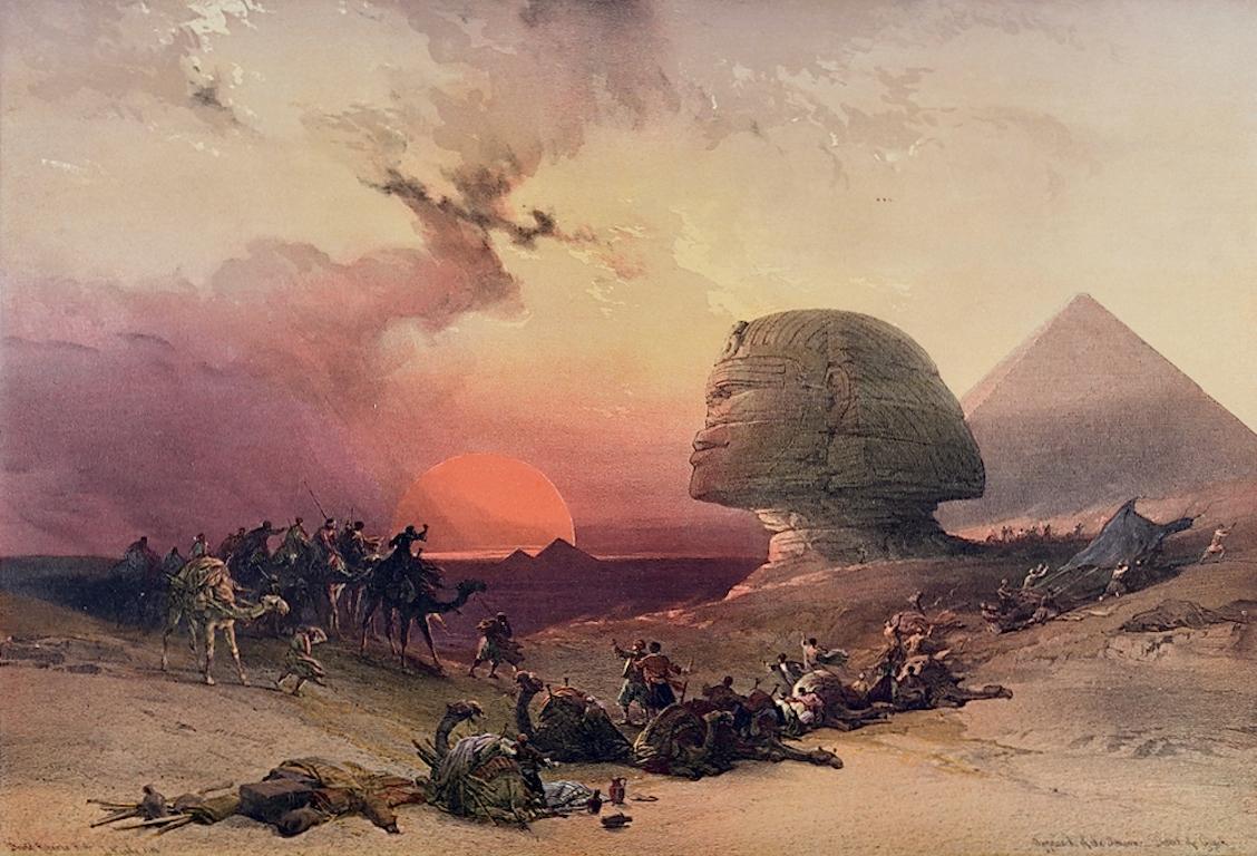 Approach of the Simoon, Giza, Egypt: Original 19th C. Lithograph by D. Roberts - Print by David Roberts