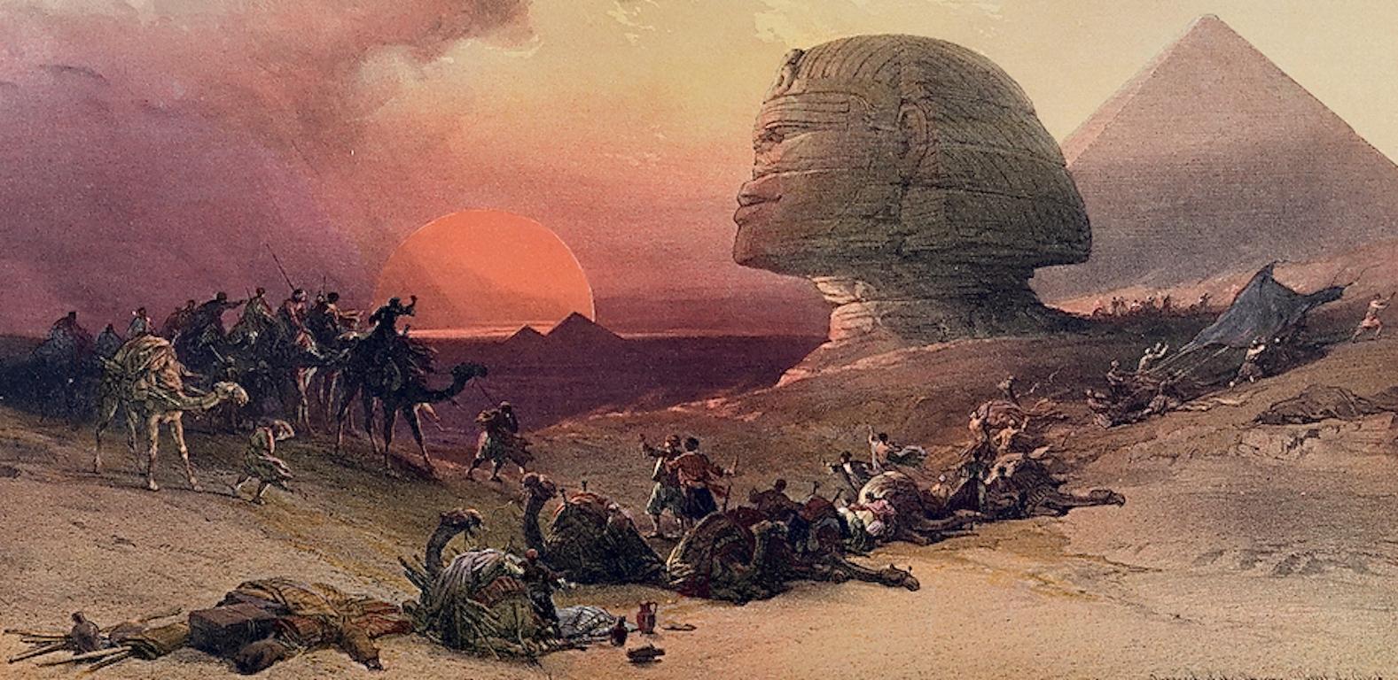 Approach of the Simoon, Giza, Egypt: Original 19th C. Lithograph by D. Roberts - Realist Print by David Roberts