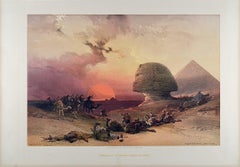 Approach of the Simoon, Giza, Egypt: Original 19th C. Lithograph by D. Roberts
