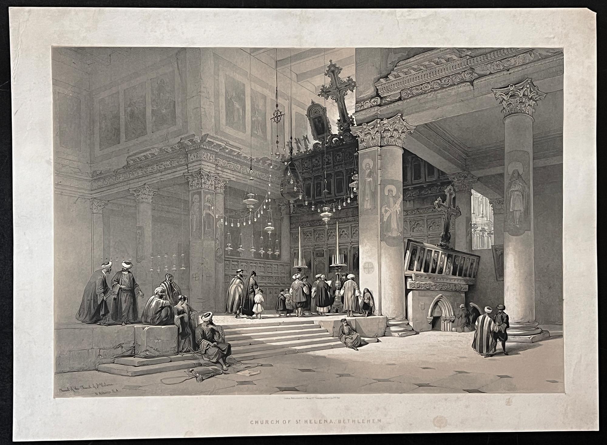 Church of St Helena, Bethlehem. David Roberts Holy Land lithograph, 1842. For Sale 1