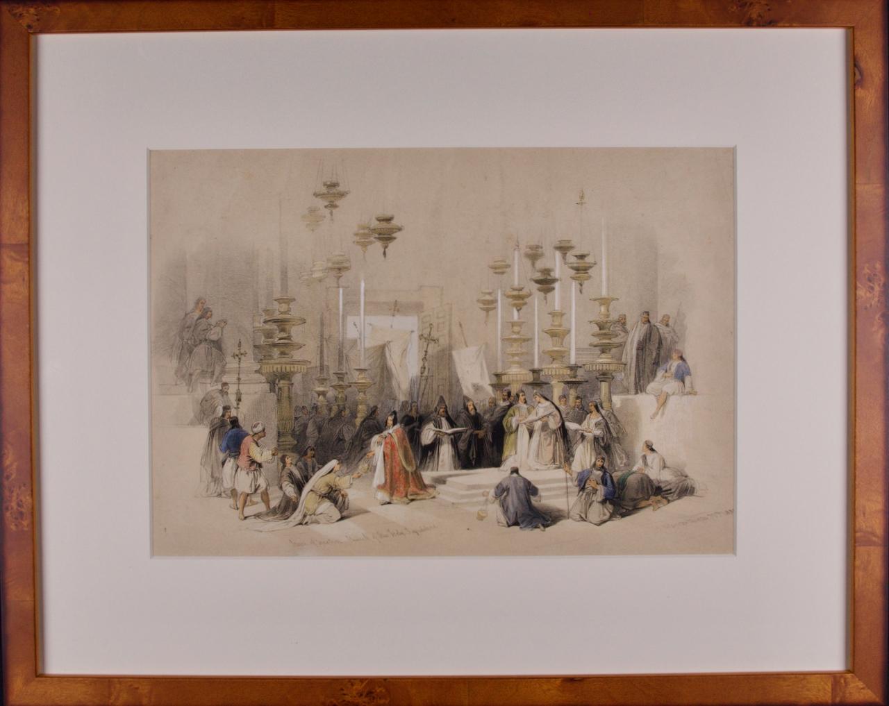 Church's of the Holy Sepulchre: Eine handkolorierte Lithographie von David Roberts aus dem 19.