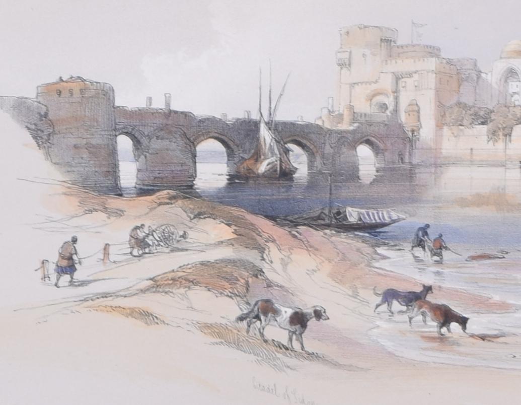 Citadel of Sidon, Lebanon 19th century lithograph by David Roberts For Sale 2