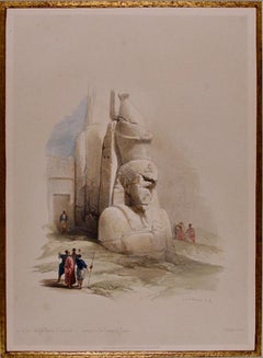 Colossal Statue of Ramses: 19th Century Hand-colored Lithograph by David Roberts