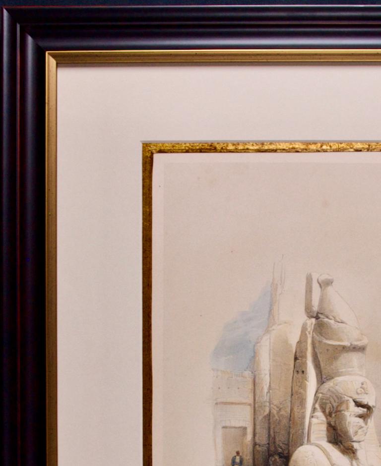 Kolossale Statue von Ramses: Handkolorierte Lithographie von David Roberts aus dem 19. im Angebot 3