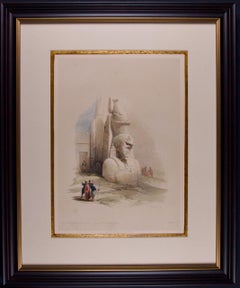 Colossal Statue of Ramses: 19th Century Hand-colored Lithograph by David Roberts