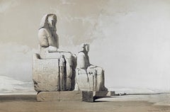 Colossi of Memnon, Thebes, Egypt: A 19th C. Lithograph by David Roberts