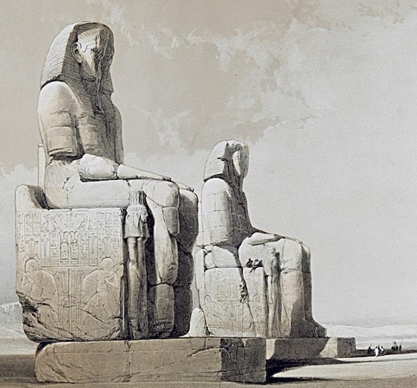 Colossi of Memnon, Thebes, Egypt: A 19th C. Lithograph by David Roberts For Sale 2