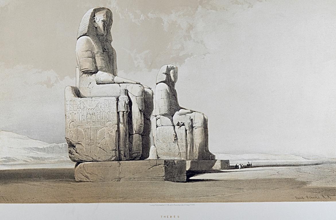 Colossi of Memnon, Thebes, Egypt: A 19th C. Lithograph by David Roberts For Sale 3