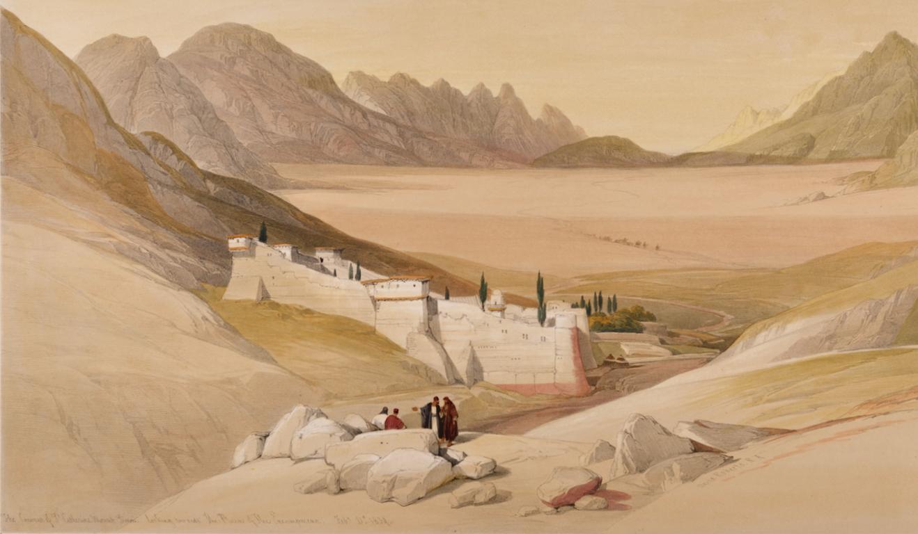 Handkolorierte Lithographie des Heiligen Katharinaus, Mount Sinai: Roberts' 19. Jahrhunderts (Realismus), Print, von David Roberts