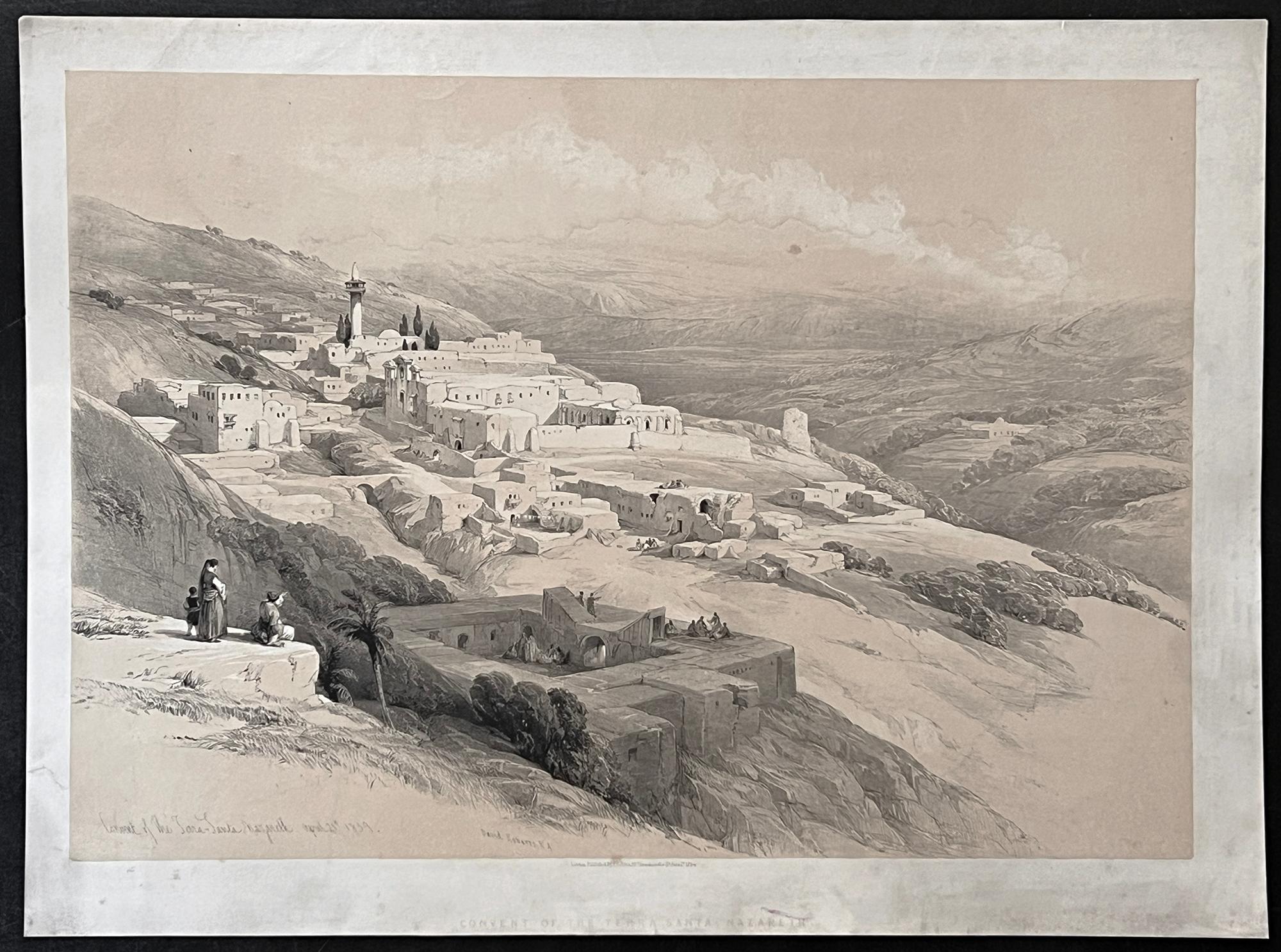 Convento de la Terra Santa, Nazaret. Litografía de David Roberts sobre Tierra Santa, 1844. en venta 1