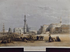 Handkolorierte Lithographie von David Roberts aus dem 19. Jahrhundert, „Entrance to the Citadel Cairo“