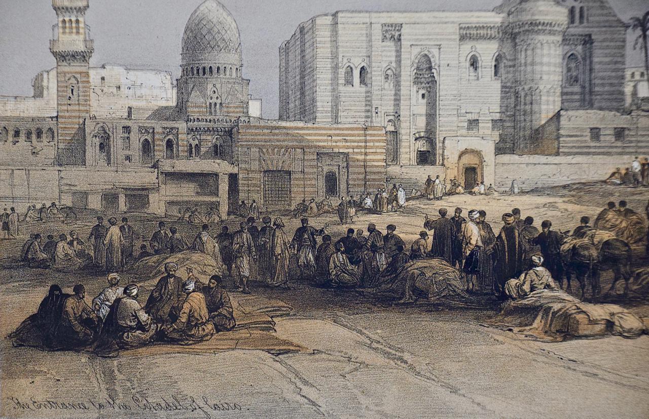 Lithographie de David Roberts du 19e siècle, colorée à la main, « Entrance to the Citadel Cairo » (L'entrée dans la Citadel Cairo) en vente 5