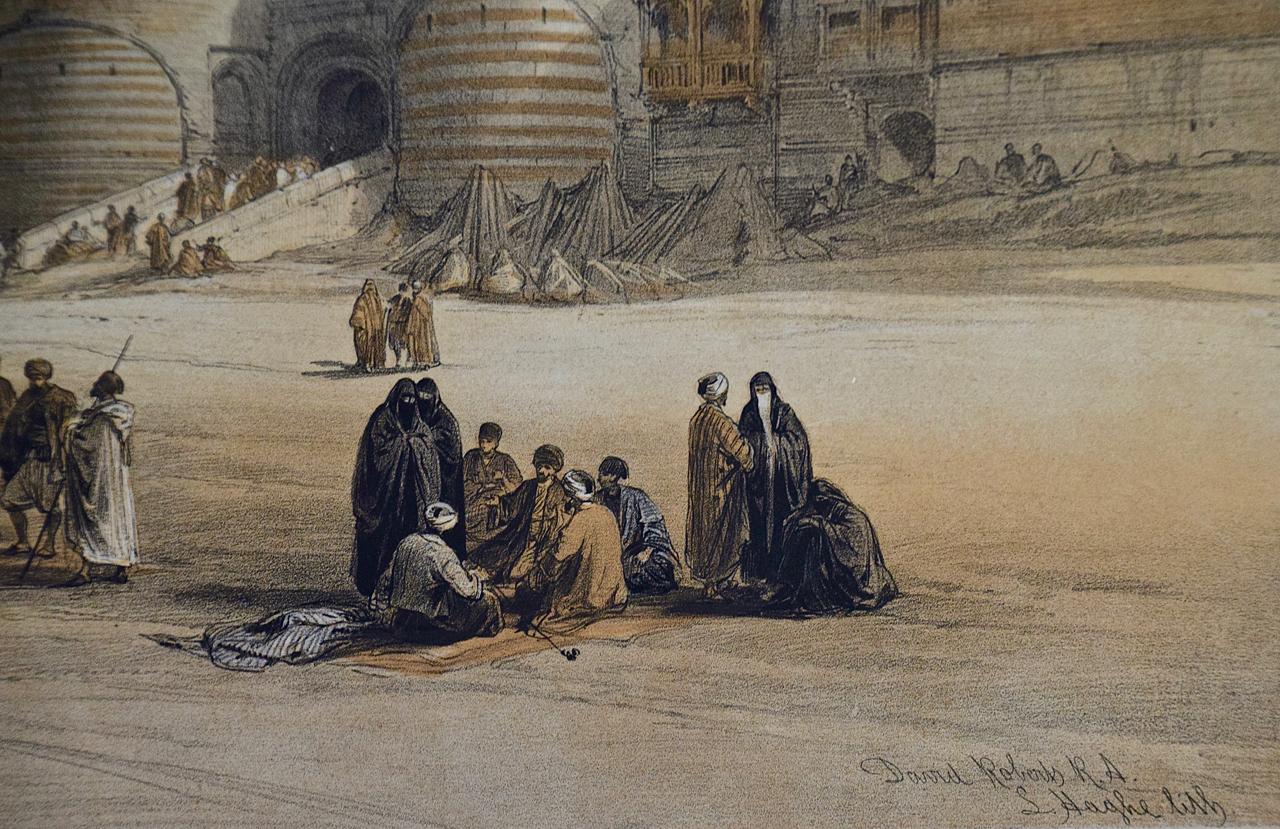 Lithographie de David Roberts du 19e siècle, colorée à la main, « Entrance to the Citadel Cairo » (L'entrée dans la Citadel Cairo) en vente 6
