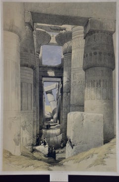 Karnac, The Hall of Columns: David Roberts' 19th C. Hand Colored Lithograph
