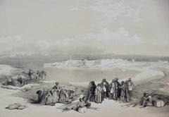 Litografía bitono del siglo XIX de David Roberts, "Suez, vista general"