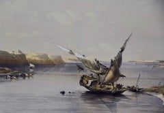 David Roberts' 19th Century Hand Colored Lithograph, "Fortress of Ibrim, Nubia"