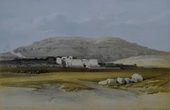 Thebes, Egypt: A Framed 19th Century Hand-colored Lithograph by David Roberts
