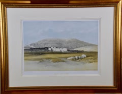 Thebes, Egypt: A Framed 19th Century Hand-colored Lithograph by David Roberts