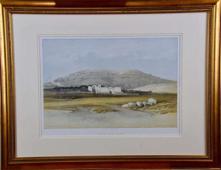 David Roberts 19th Century Hand Colored Lithograph Medinet Abou Thebes