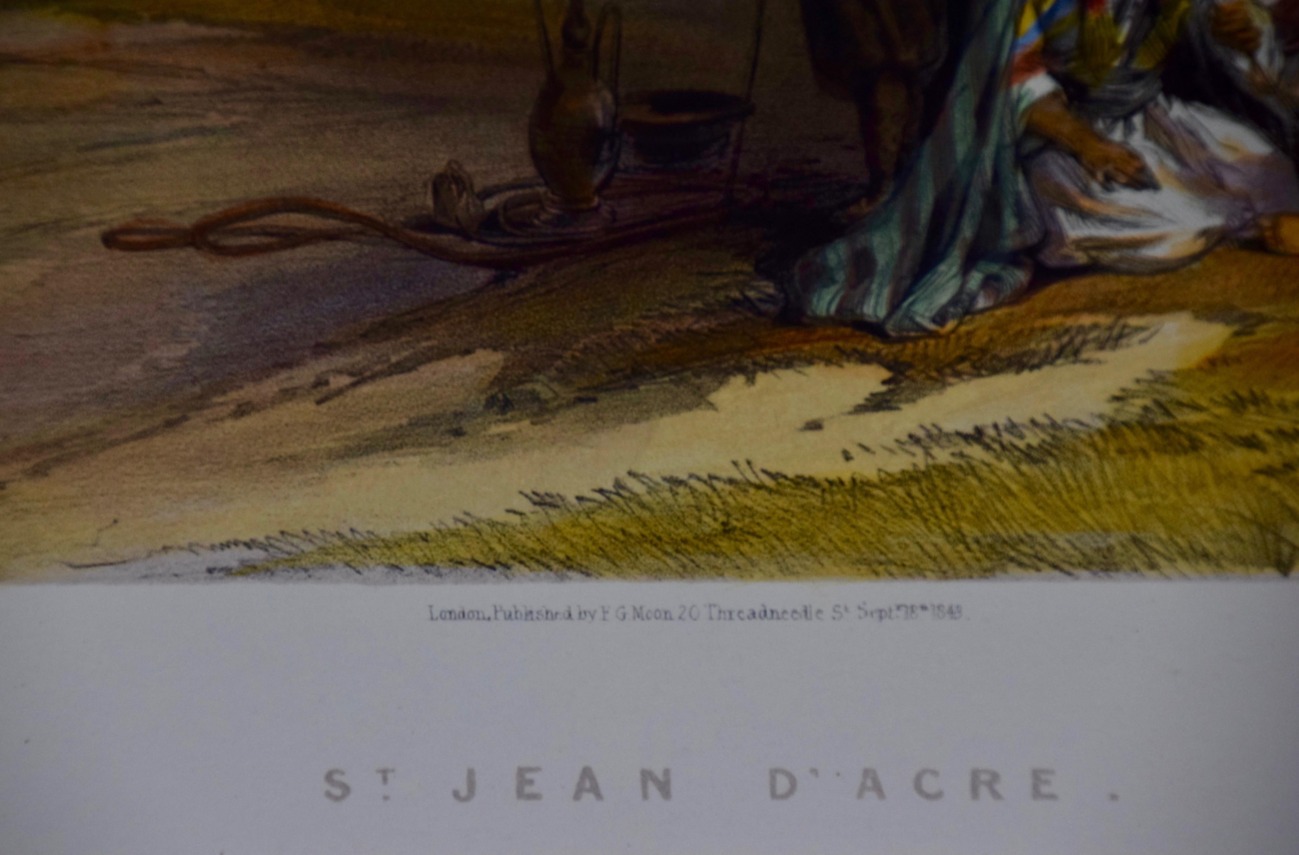 Lithographie de David Roberts du 19e siècle colorée à la main, St. Jean D'Acre en vente 2