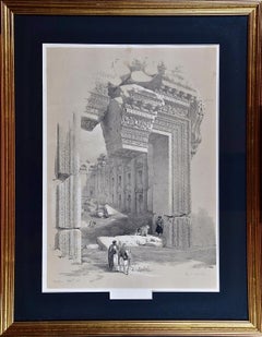 "The Doorway of Baalbec": A David Roberts' 19th Century Hand Colored Lithograph